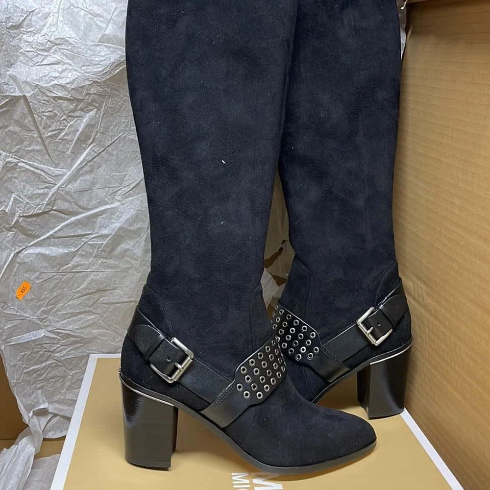 BNIB Michael Kors Boot Nadine Black Stretch suede 3”heeled size - Picture 8 of 11